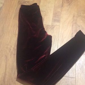 American apparel maroon velvet leggings